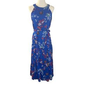 Calvin Klein Petites 6 Blue Floral Halter Maxi Dress w/ Belt